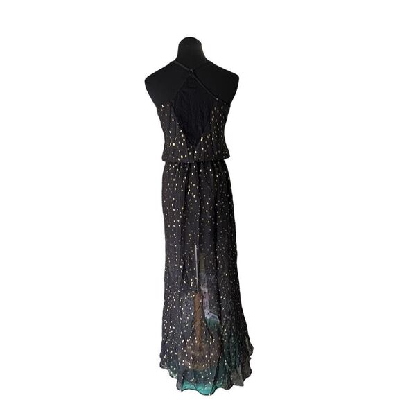 KARINA GRIMALDI BLACK LACE AND GOLD MAXI DRESS SIZE XS - Picture 11 of 12